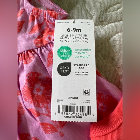 Carter's Child of Mine Baby Girl Shorts Outfit Set, 3-Piece Size 6-9 mo - Picture 4 of 8